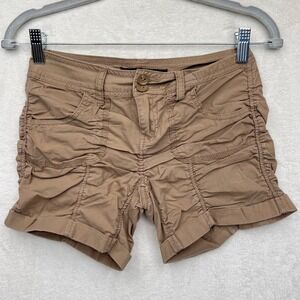 Y2K Fitted Low Rise Khaki Shorts Ruched Cuffed Preppy Coquette Cute Indie Grunge